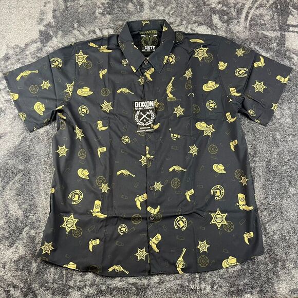 Dixxon Flannel Co 1876 Western Button Up Short Sleeve Black Men's 3XL NWT - Picture 1 of 9